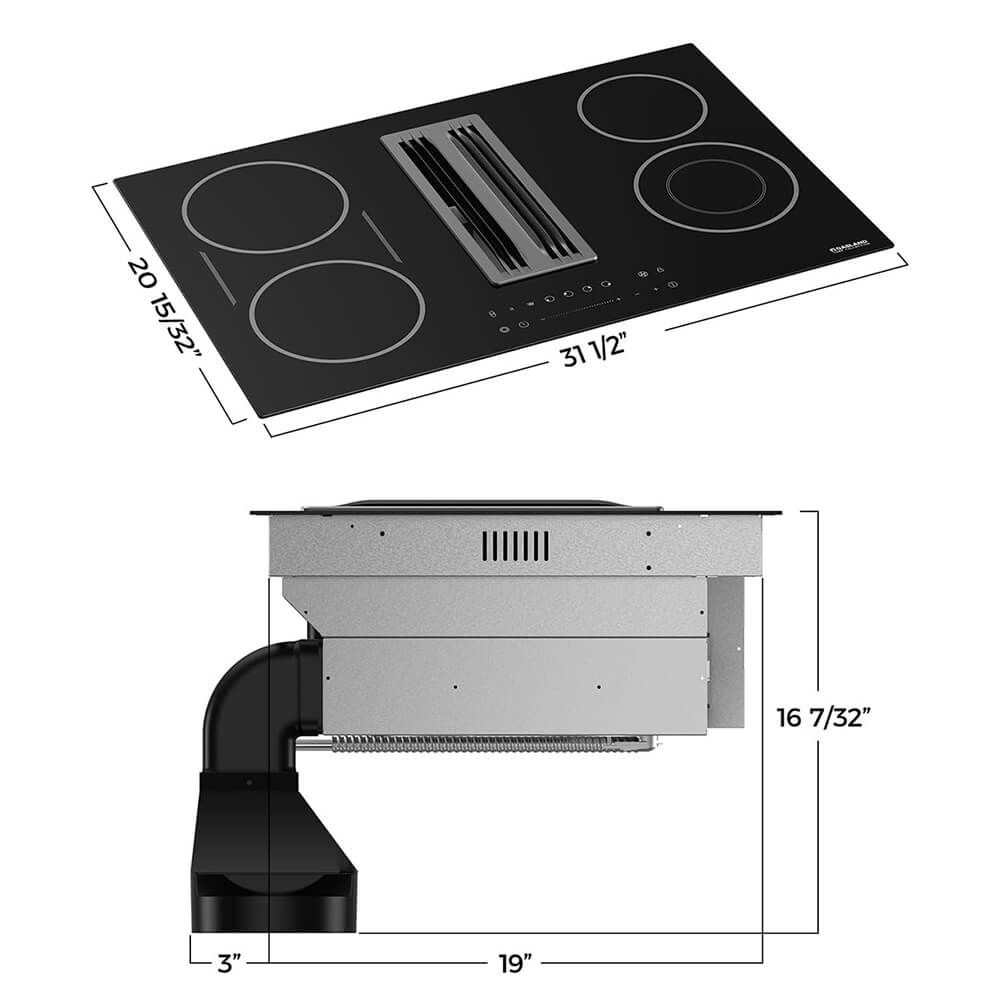 31.5'' 4 Burner Downdraft Vent Electric Cooktop