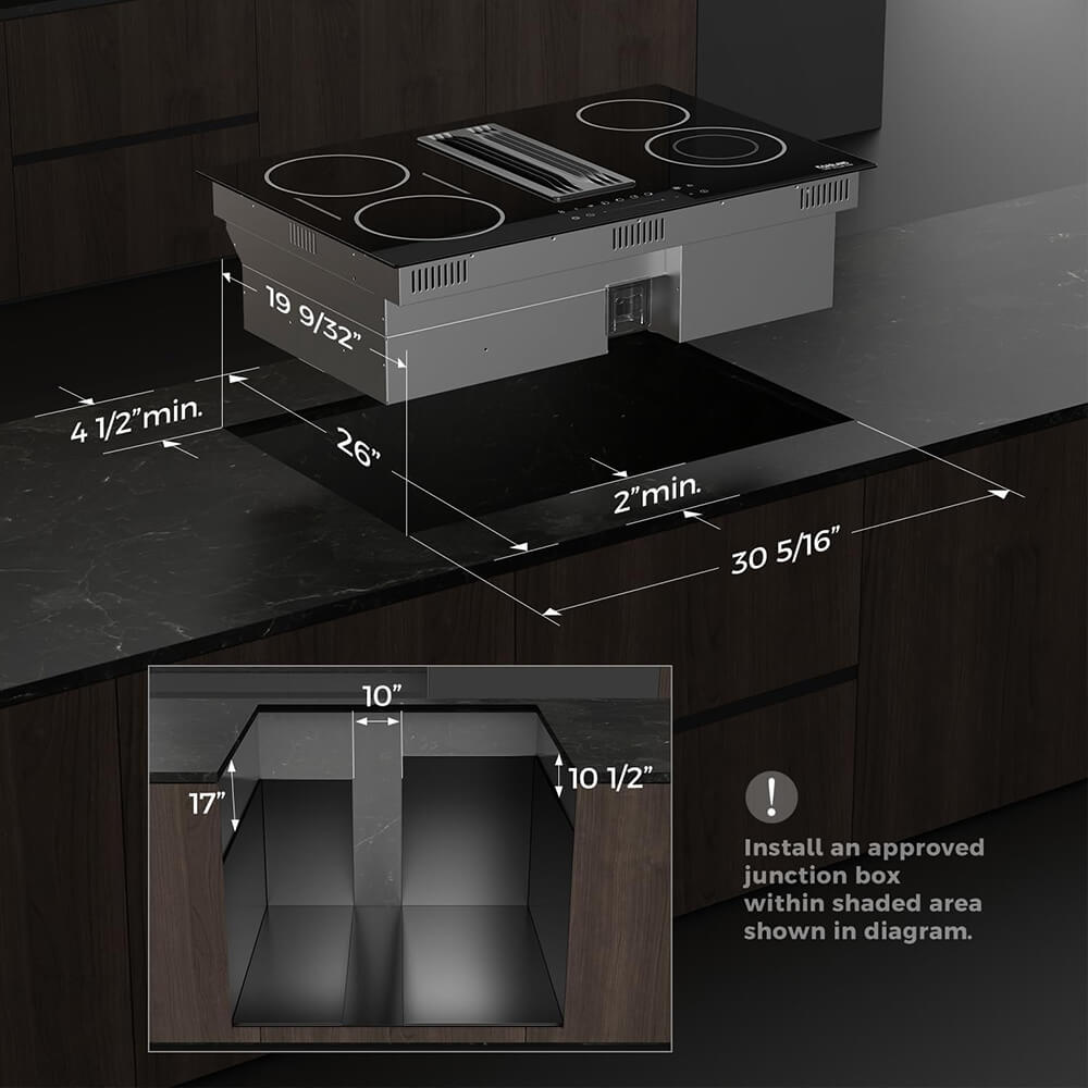 31.5'' 4 Burner Downdraft Vent Electric Cooktop