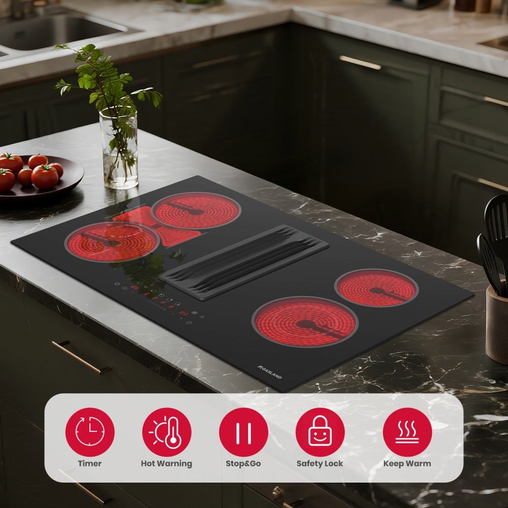 GASLAND 30'' 4 Burner Downdraft Vent Electric Ceramic Cooktop