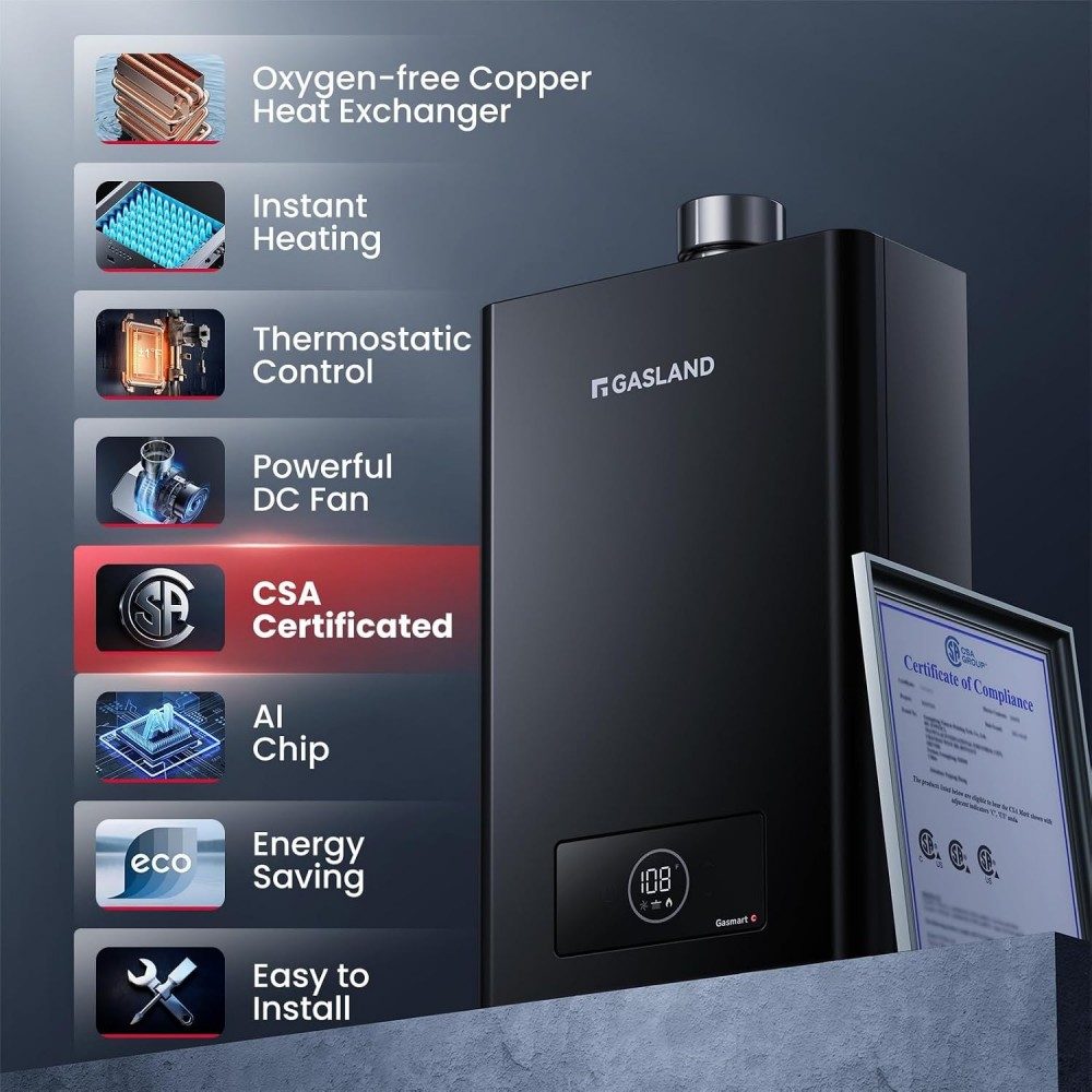GASLAND Gasmart C 5.0 GPM Indoor Propane Water Heater with 3" Vent Pipe