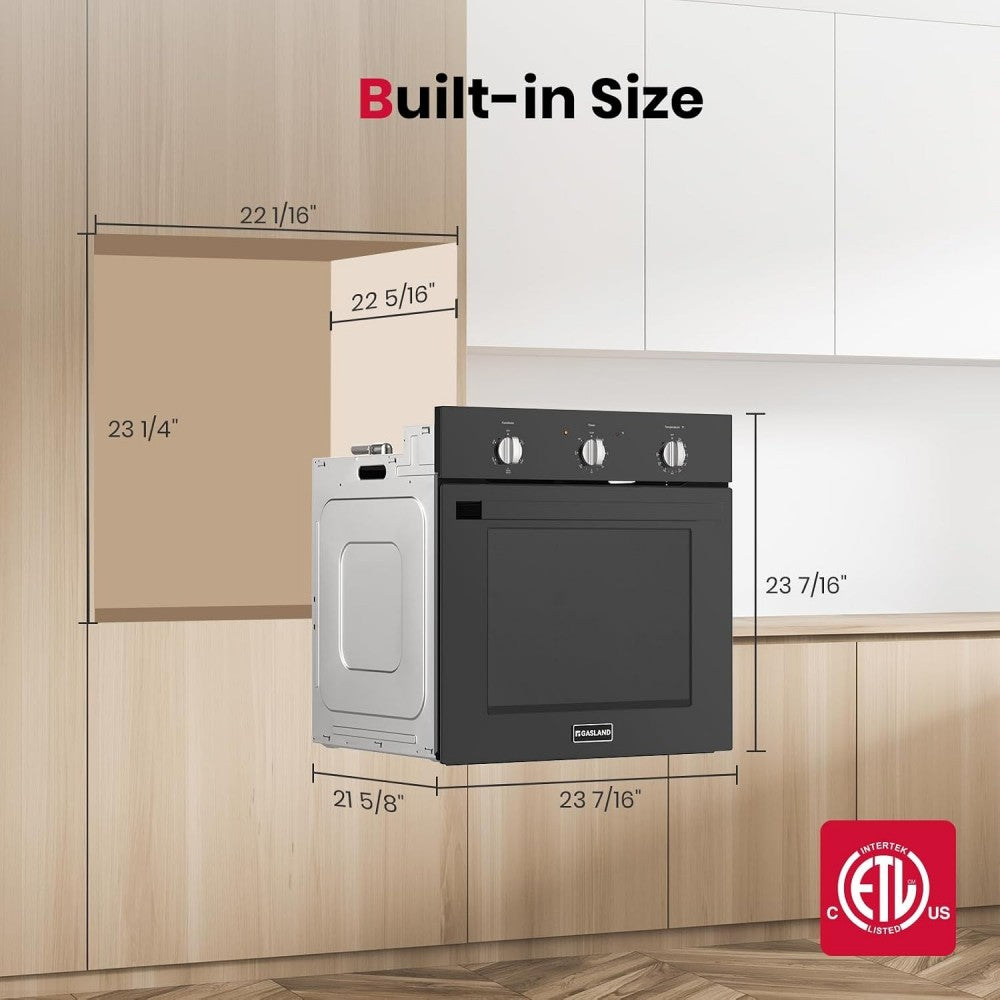 24" 2.79 Cu.ft. 5 Cooking Modes Built-In Electric Wall Oven - Black