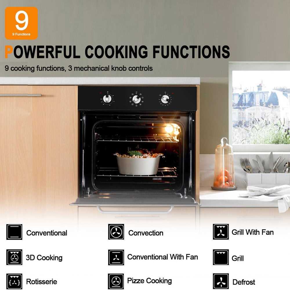 GASLAND Chef 24 Inch 2.3Cu.f 9 Cooking Modes Stainless Steel Built-in Electric Wall Oven with Rotisserie