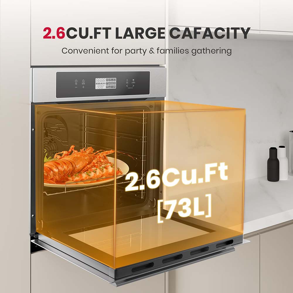 GASLAND 24" 2.6 Cu.ft Built-in Convection Single Wall Electric Oven with Rotisserie