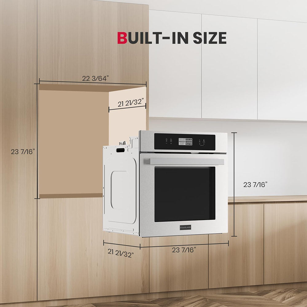 GASLAND 24" 2.6 Cu.ft Built-in Convection Single Wall Electric Oven with Rotisserie