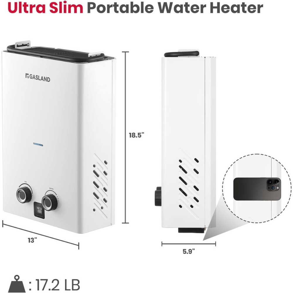 GASLAND Ultra Slim 2.64GPM Portable Propane Tankless Water Heater