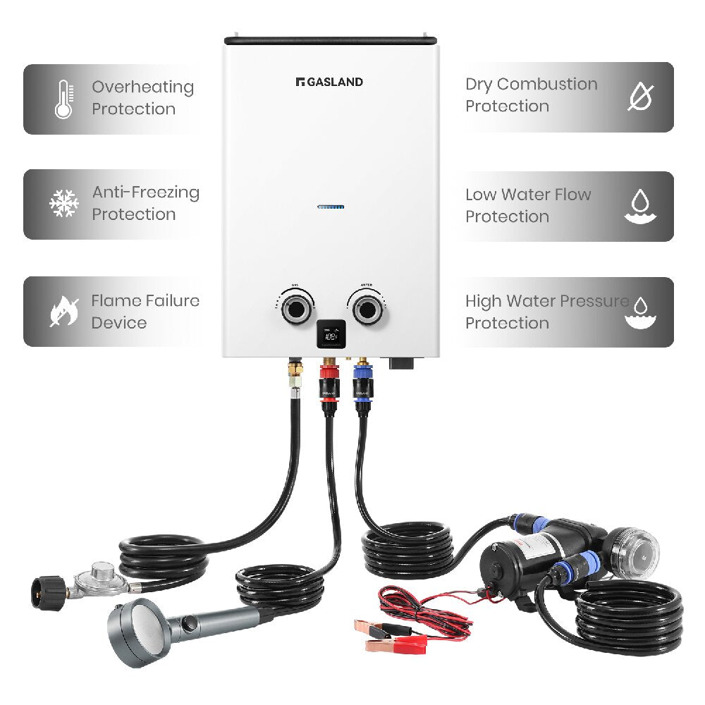 GASLAND 2.64GPM Portable Propane Tankless Camper Water Heater With Pump Kit