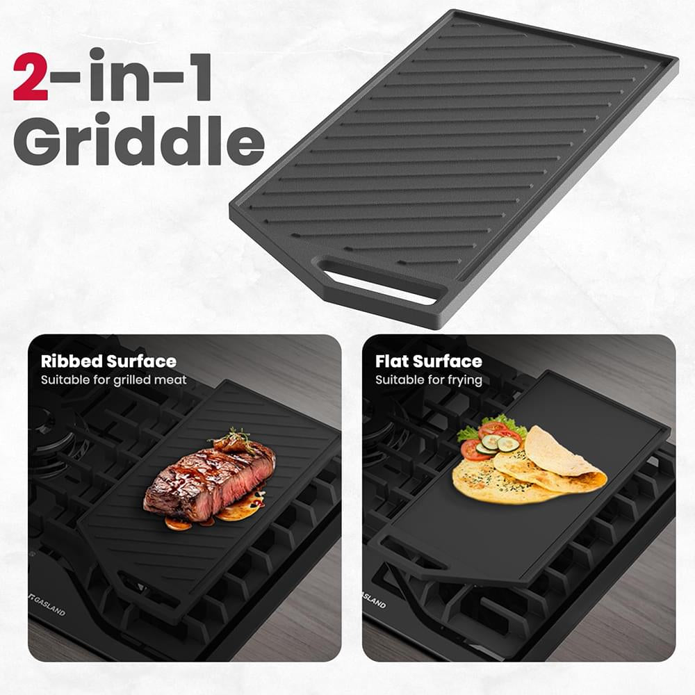 GASLAND GD-S20C 2-in-1 Reversible Cast Iron Grill/Griddle for Gas Stovetop