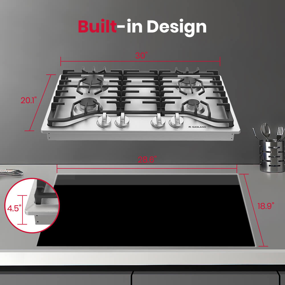 GASLAND 30" 4 Burner Stainless Steel Gas Cooktop