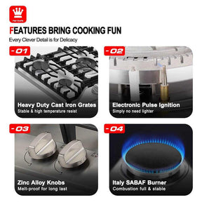 Gasland Chef 30 In. 4 Burner NG/LPG Convertible Gas Cooktop
