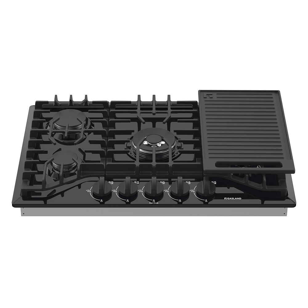 GASLAND 30" 5 Burner Black Enamel Gas Cooktop With Griddle