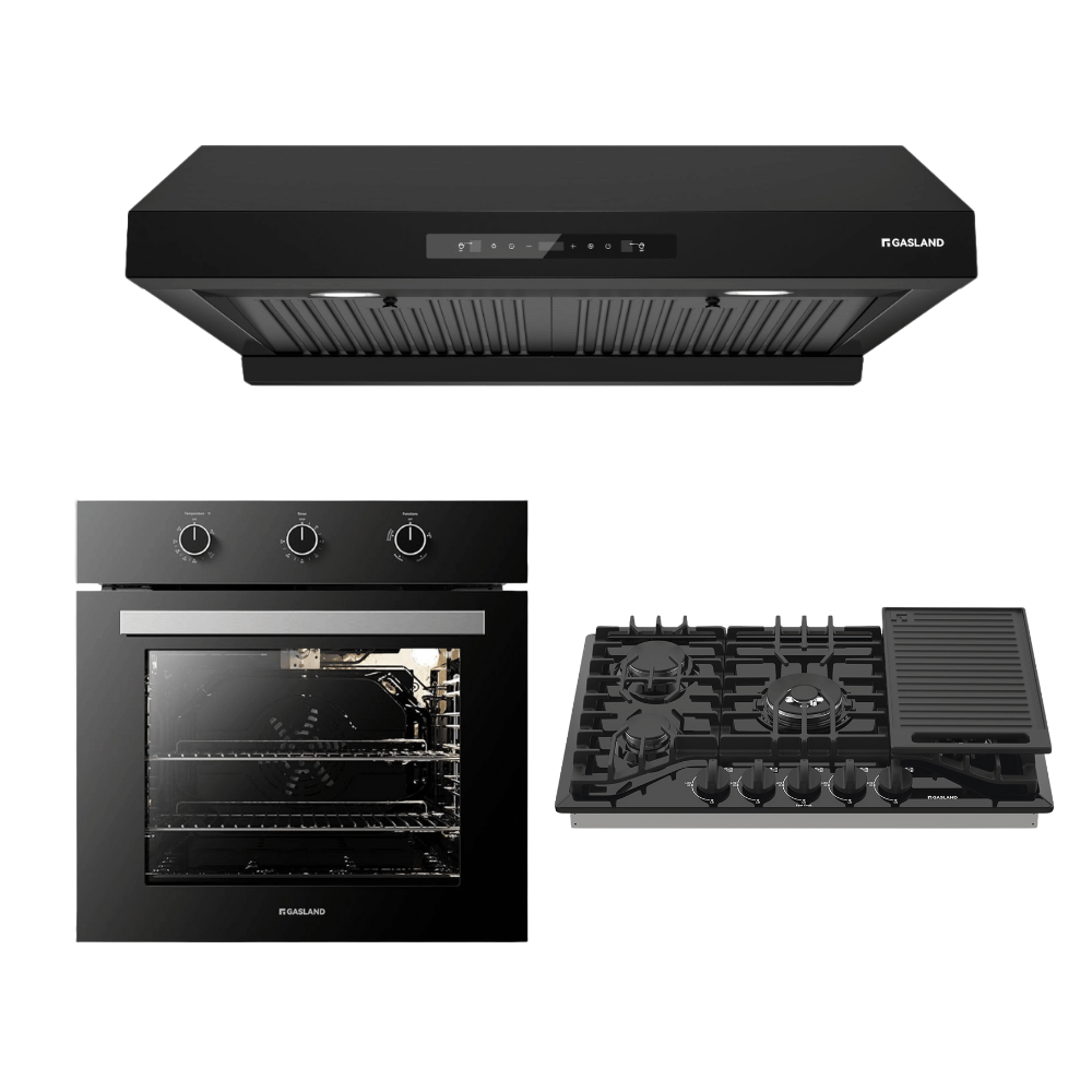 30'' Black Enamel Gas Kitchen Appliance Set