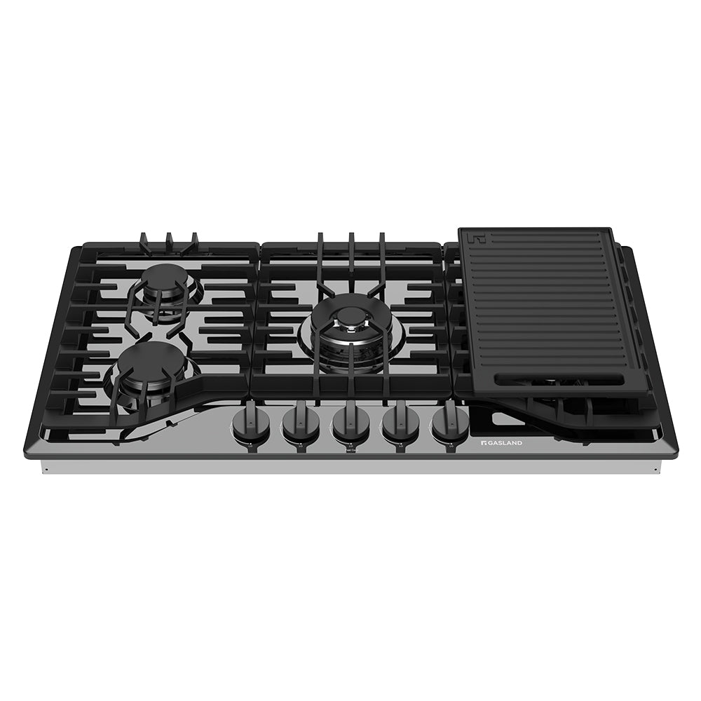 GASLAND 36" 5 Burner Black Enamel Gas Cooktop With Griddle