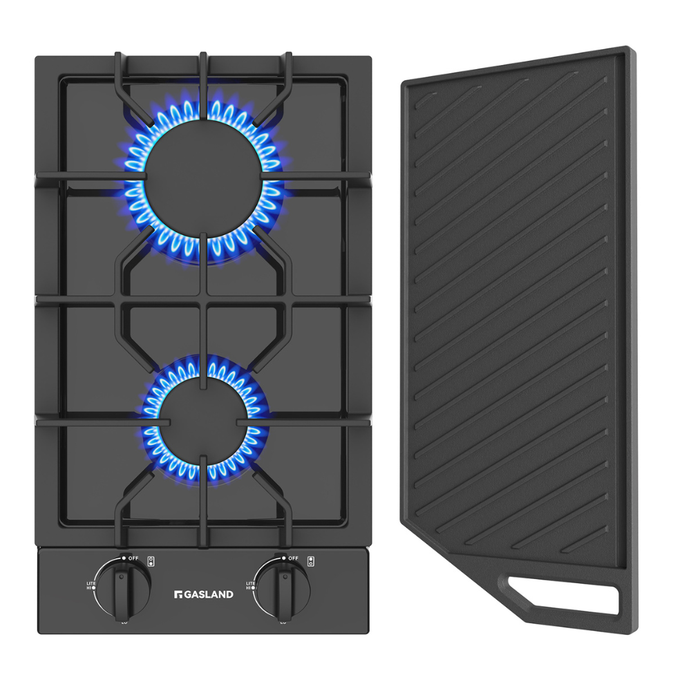GASLAND 12" 2 Burner Black Enamel Gas Cooktop
