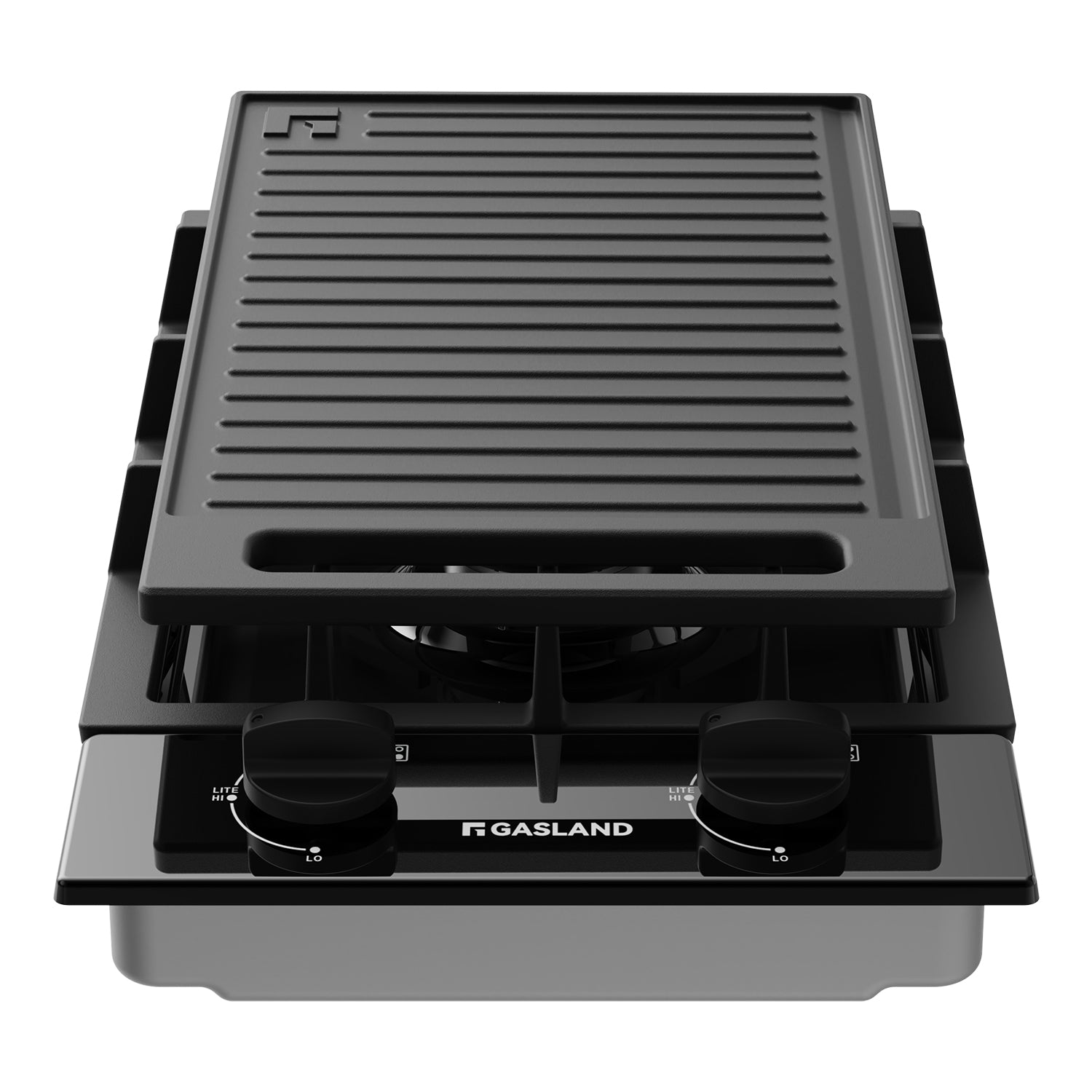 GASLAND 12" 2 Burner Black Enamel Gas Cooktop With Griddle