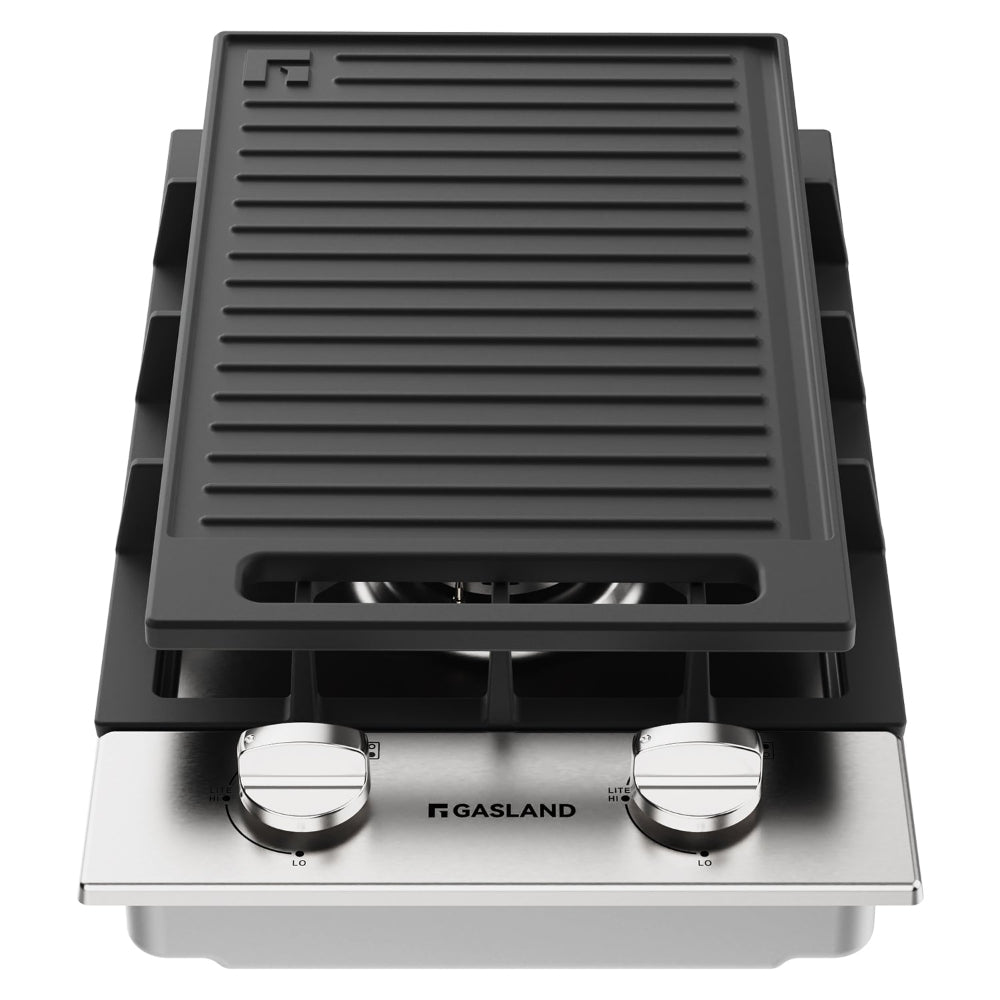 GASLAND 12" 2 Burner Stainless Steel Gas Cooktop With Griddle