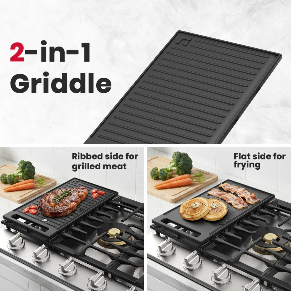 GASLAND 30" Gas Cooktop with Reversible Grill & 5 High-Efficiency Burners