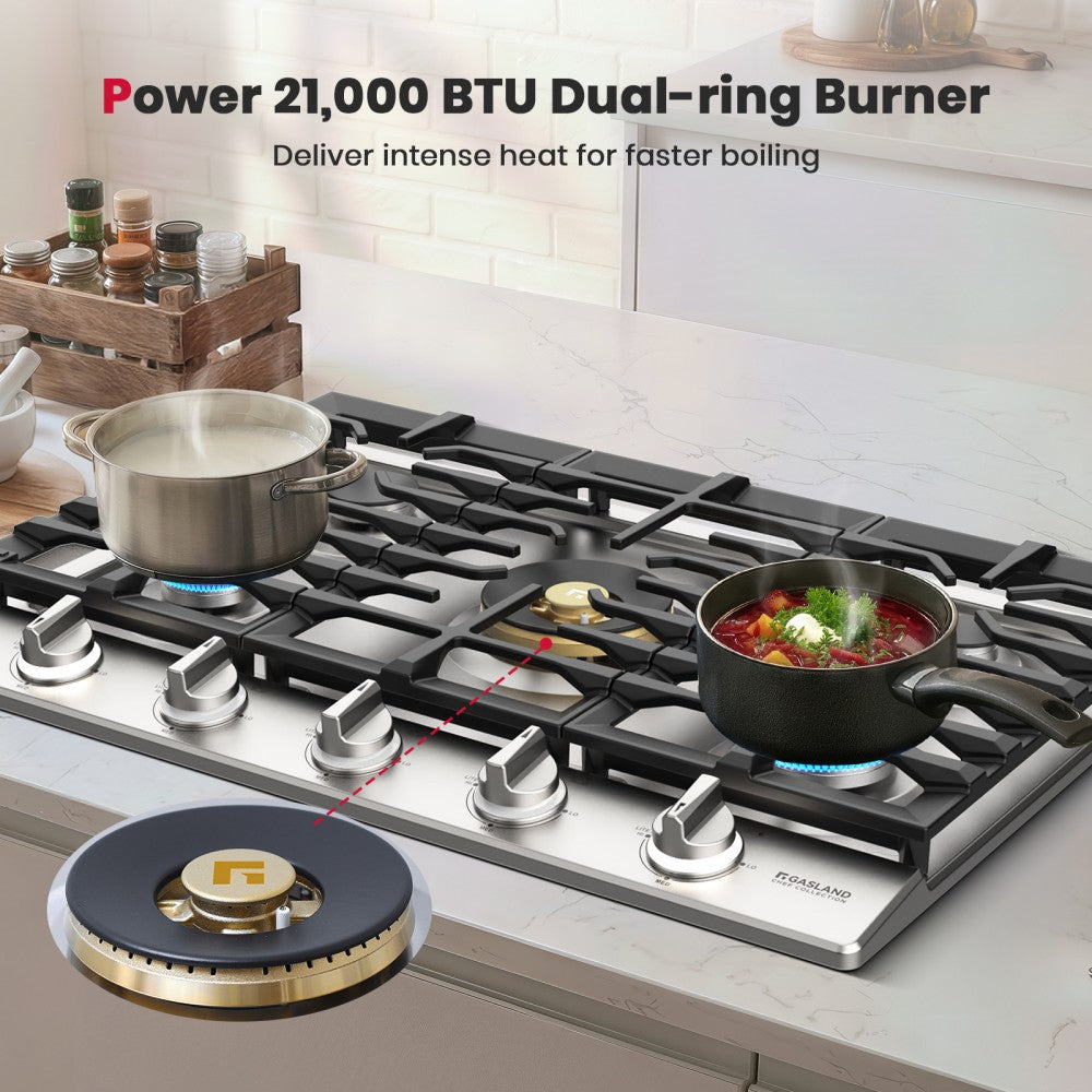 GASLAND 30" Gas Cooktop with Reversible Grill & 5 High-Efficiency Burners