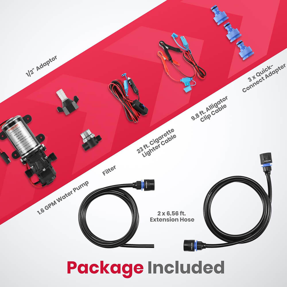 GASALND 1.6GPM 12V DC 65 PSI Water Pressure Pump Kit