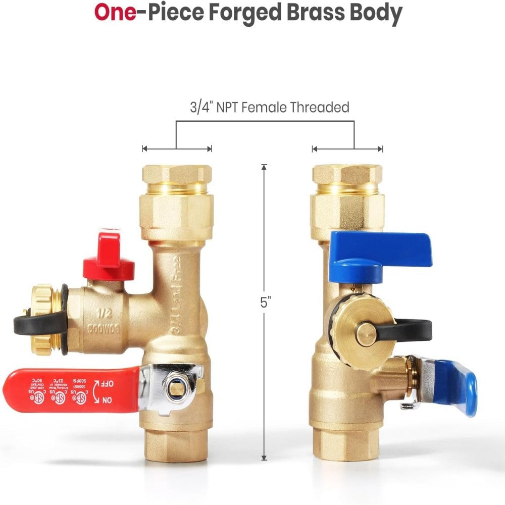 GASLAND 3/4" Tankless Water Heater Service Valve Kit with Pressure Relief Valve