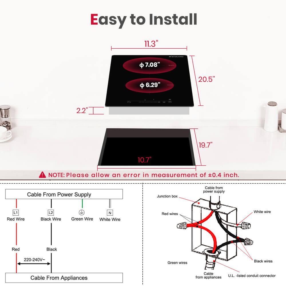 12" 2 Burner Touch Control Induction Cooktop