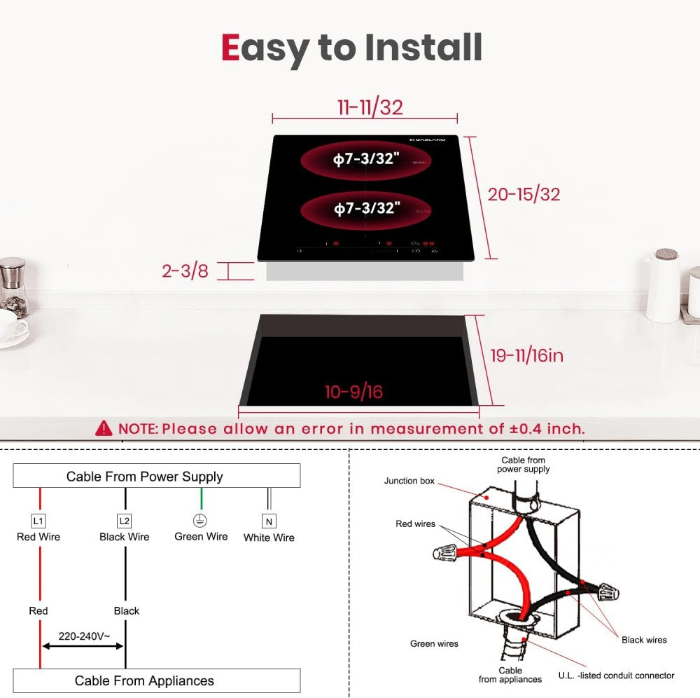 GASLAND 12" 2 Burner Touch Control Induction Cooktop