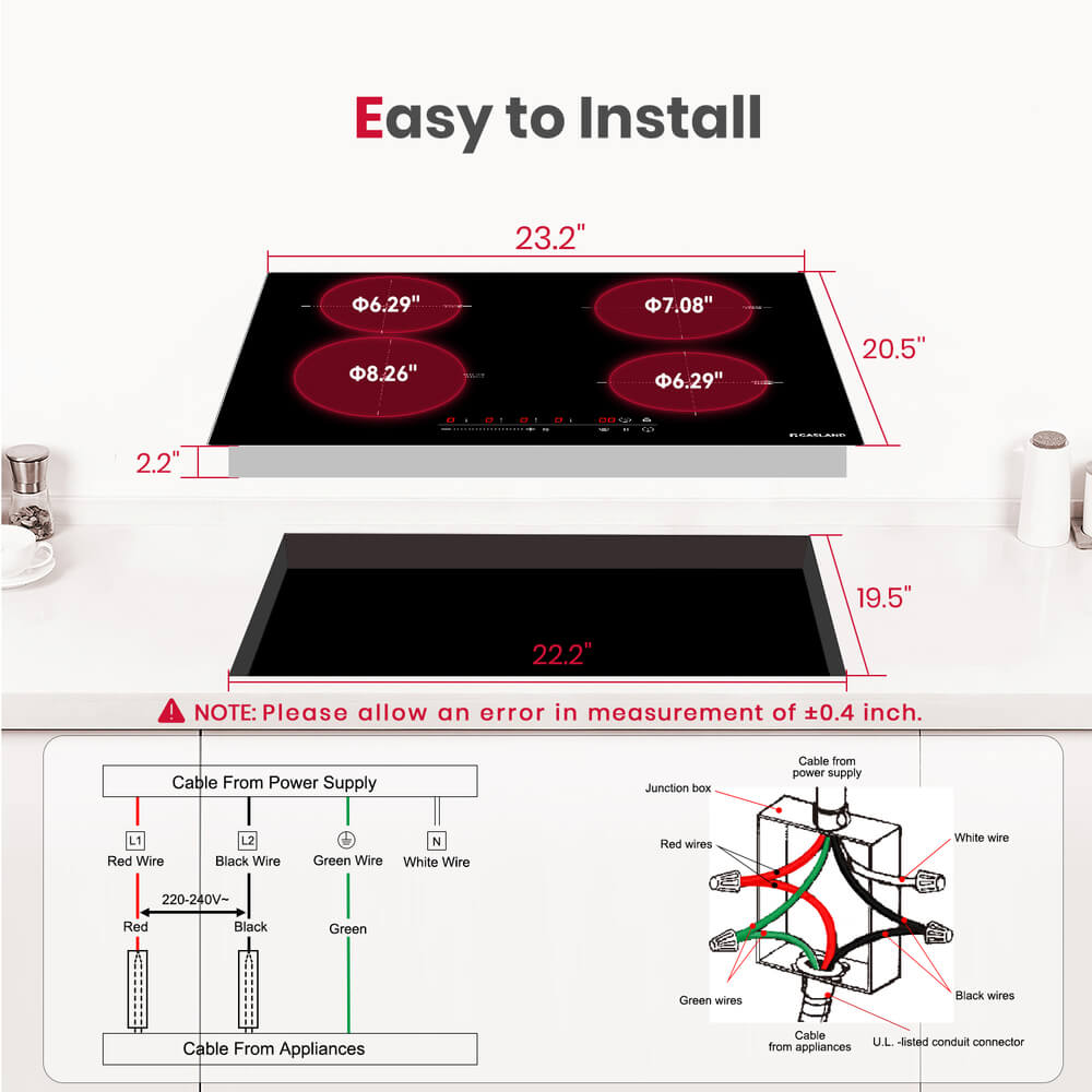 24" 4 Burner Touch Control Induction Cooktop