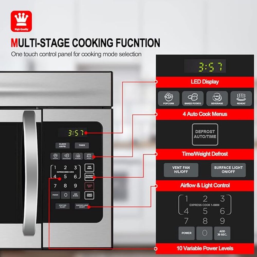 GASLAND 30" 1.6 Cu. Ft. Over the Range Microwave -  Stainless Steel