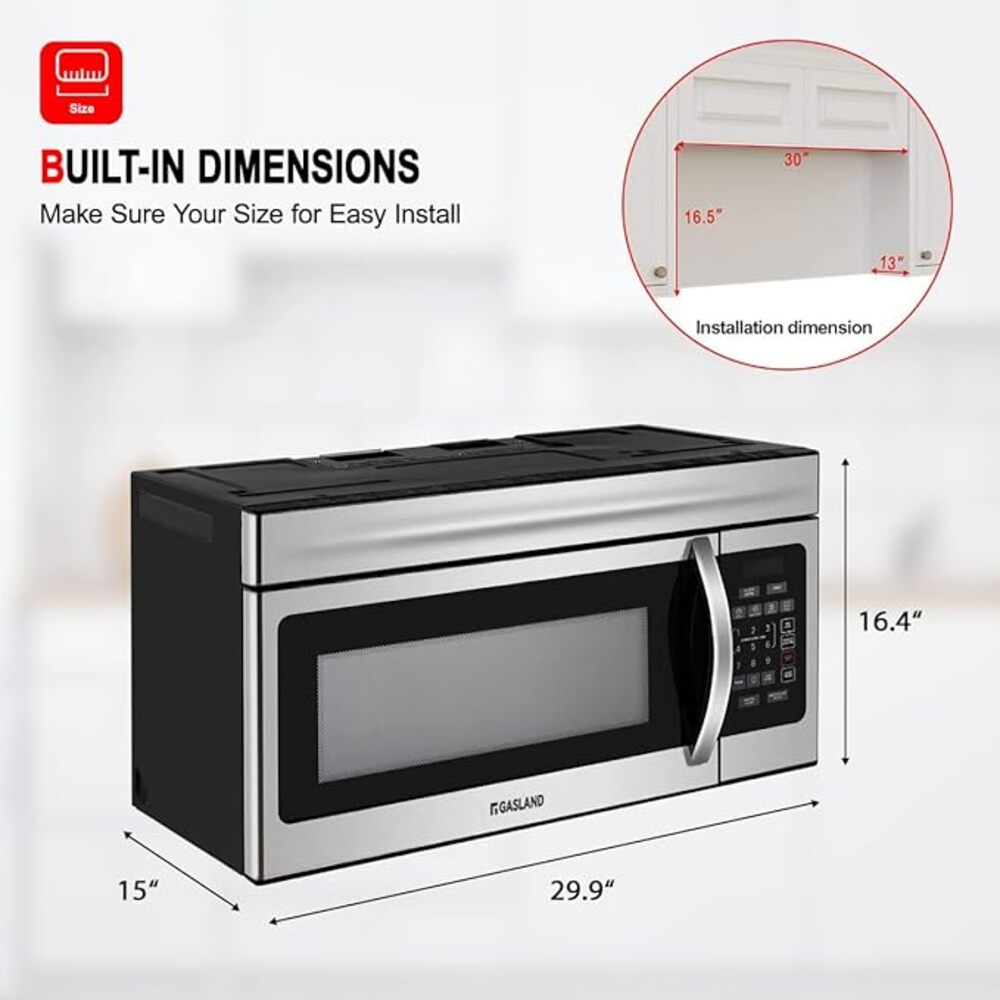 GASLAND 30" 1.6 Cu. Ft. Over the Range Microwave -  Stainless Steel