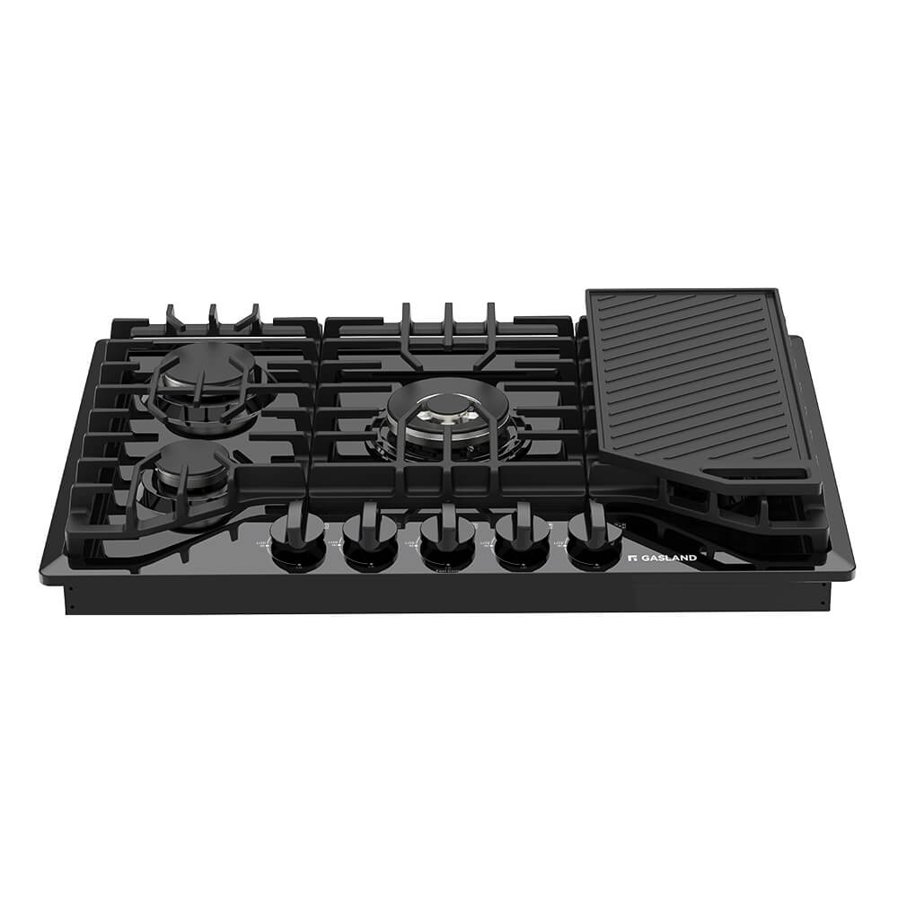 30" 5 Burner Glass Gas Cooktop with Griddle