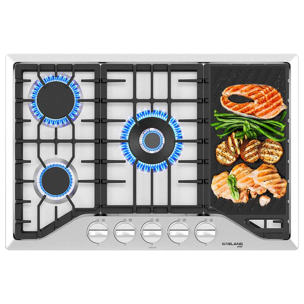 GASLAND Chef 30 Inch Pro-Style 5 Burner Stainless Steel Gas Cooktop with Reversible Grill/Griddle