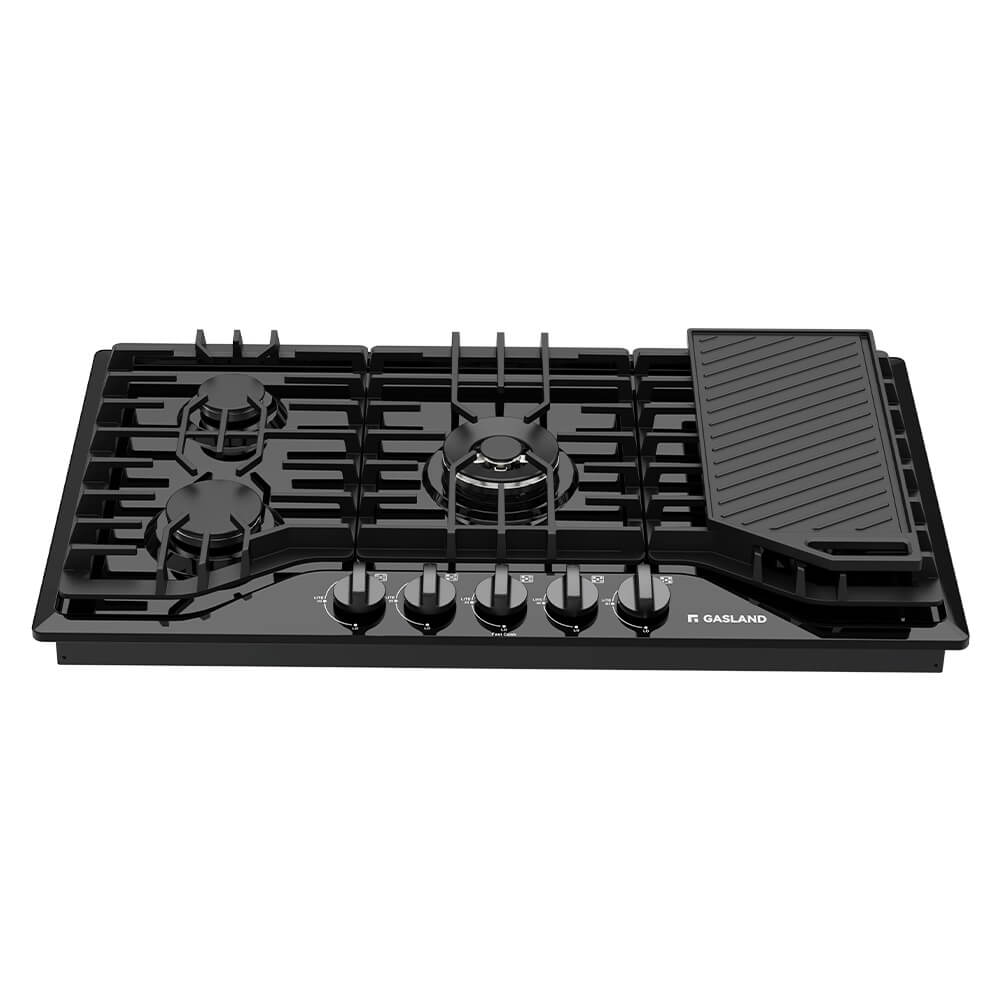 36" 5 Burner Black Enamel Gas Cooktop with Griddle