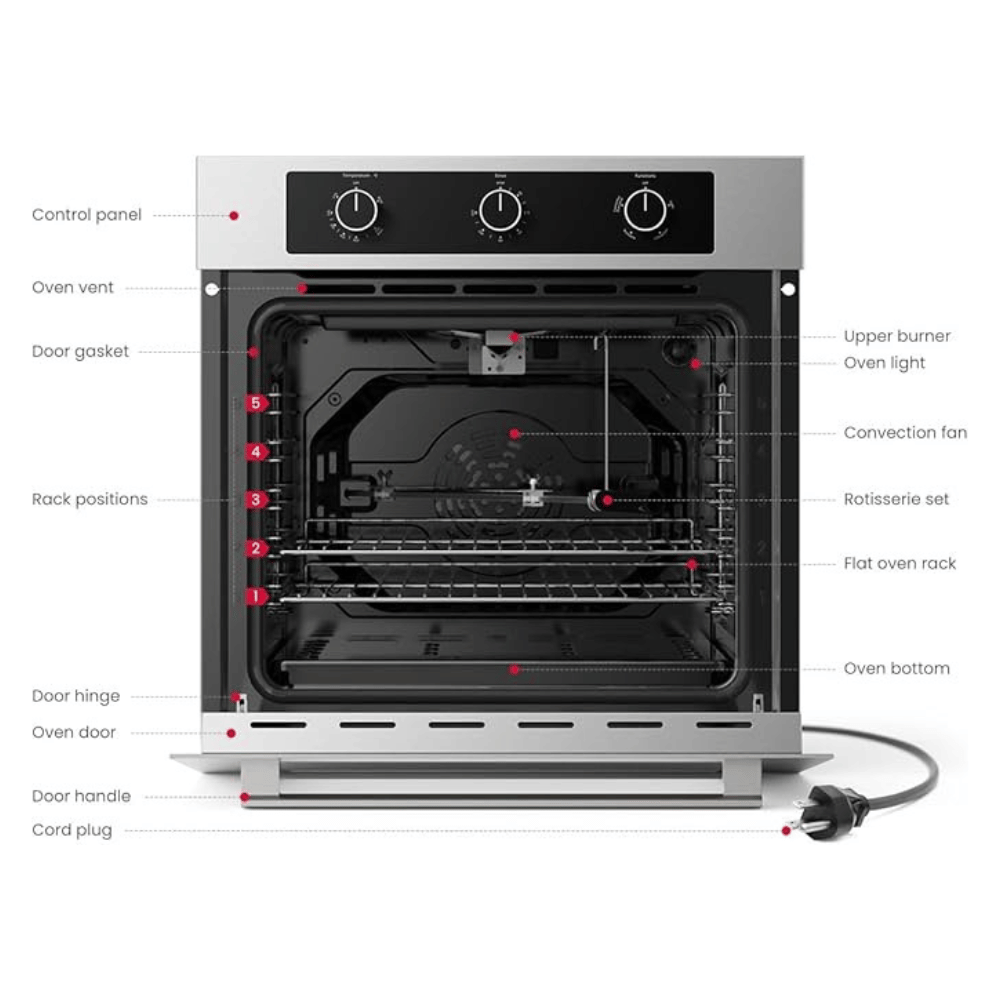 24" 2.12 Cu.ft Stainless Steel Convection Gas Single Wall Oven with Rotisserie