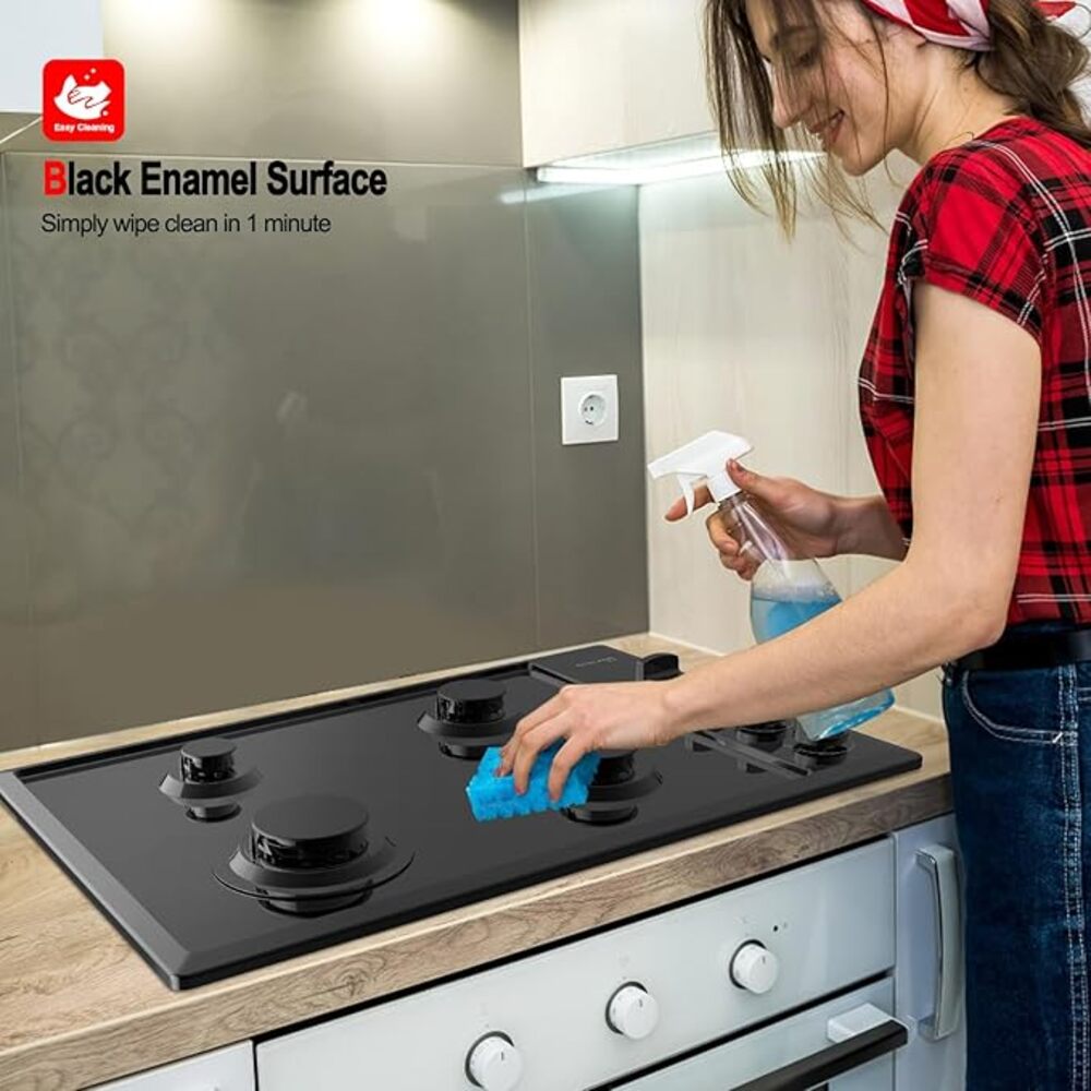 30" 4 Burner Black Enamel Gas Cooktop