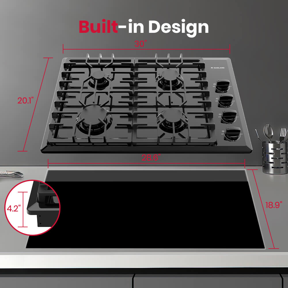 GASLAND 30" 4 Burner Black Enamel Gas Cooktop