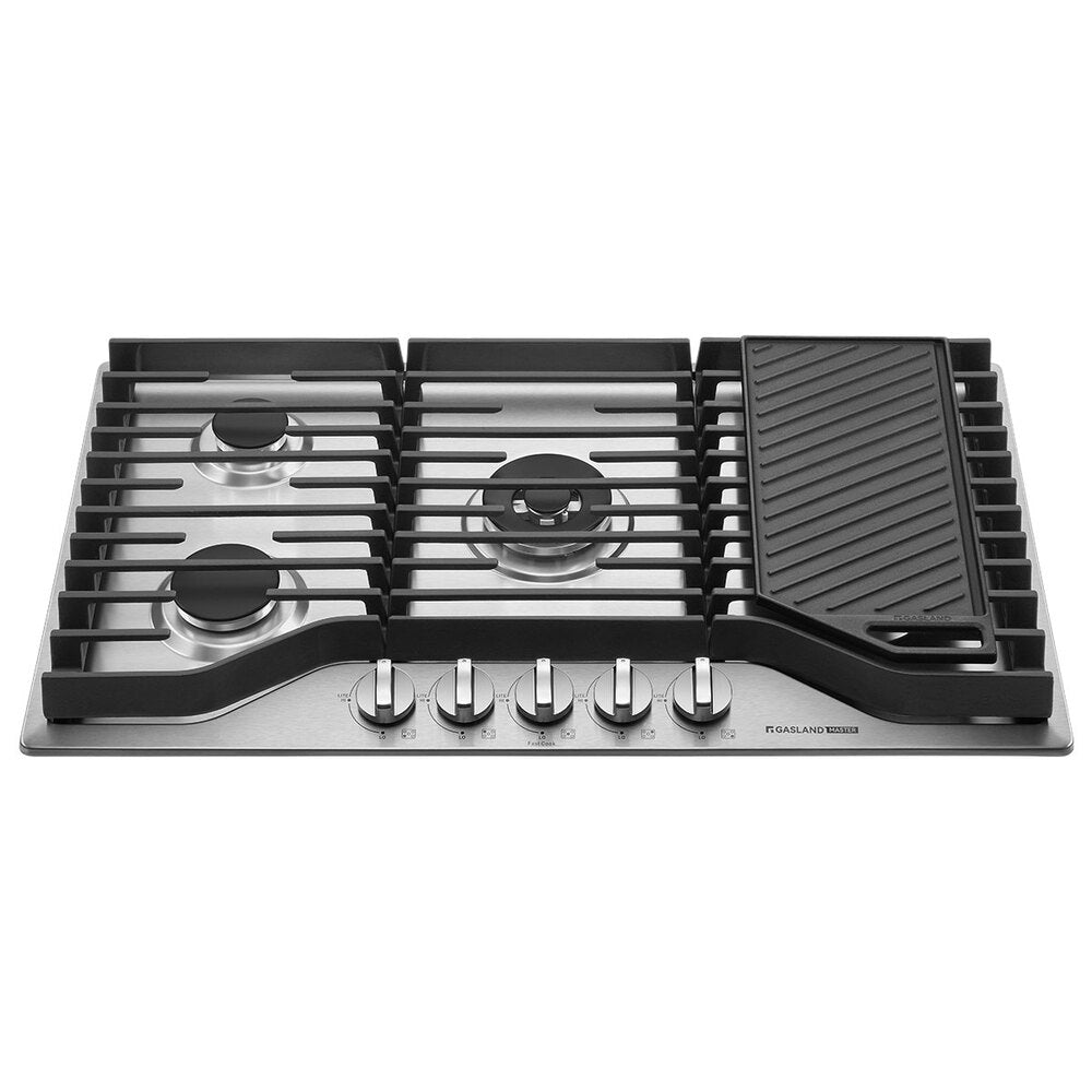 36 In Gas Cooktop GASLAND 36 Inch Gas Cooktop with Griddle 5 Burner 120V Plug-in NG/LPG ...
