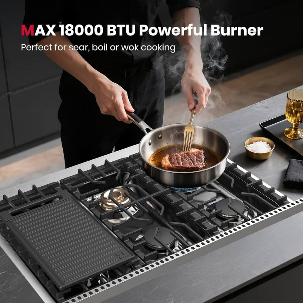 GASLAND Chef 36 Inch Gas Cooktop 6 Burner Gas Range Top Stainless