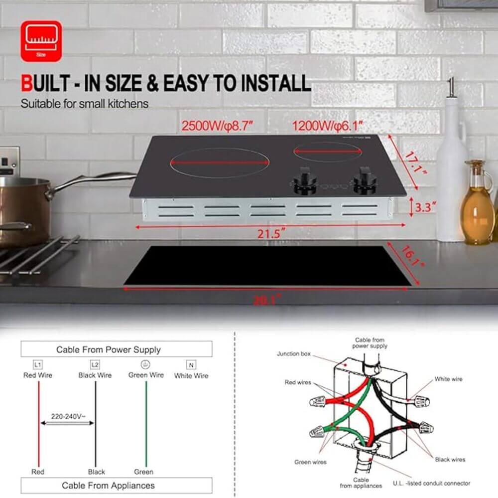 21" 2 Burner Knob Control Electric Cooktop