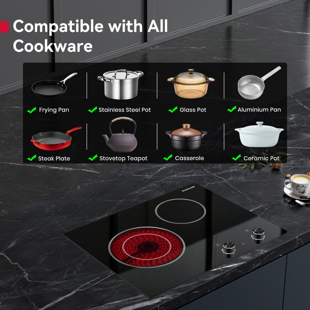 21" 2 Burner Knob Control Electric Cooktop