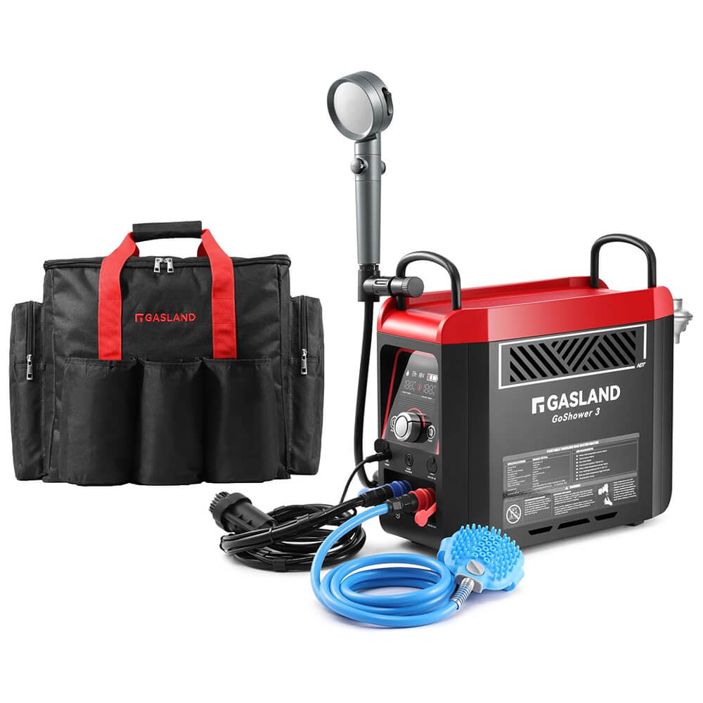 GASLAND G3 Max All-in-One Portable Camping Shower System – Integrated Li-ion Battery Water Pump, 1-lb Propane Cylinder Direct-Connect (Includes Carry Bag & Pet Spray)