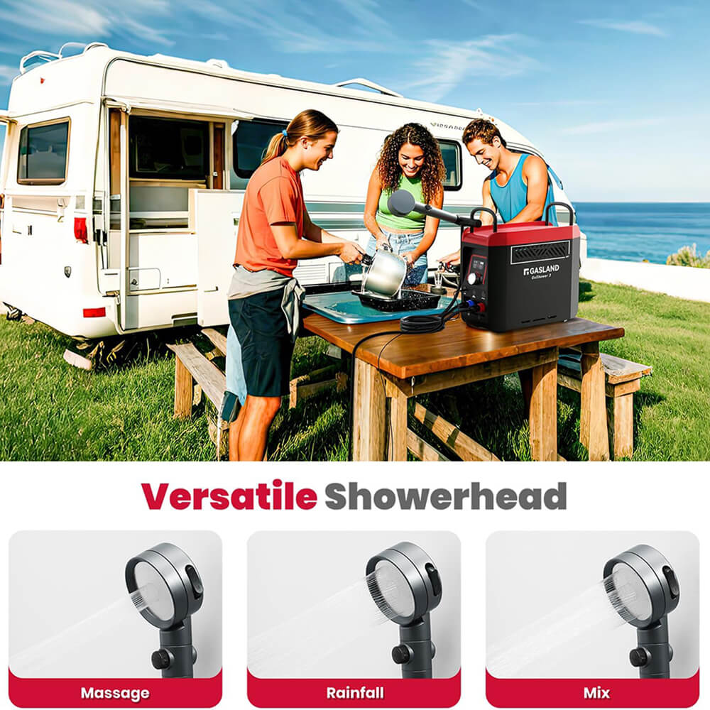 GASLAND G3 Max All-in-One Portable Camping Shower System – Integrated Li-ion Battery Water Pump, 1-lb Propane Cylinder Direct-Connect (Includes Carry Bag & Pet Spray)
