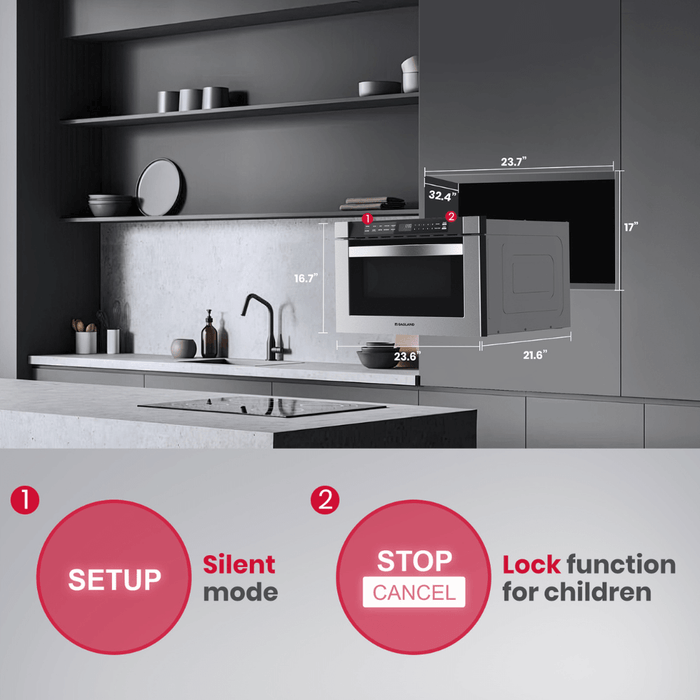 GASLAND Chef Built-in Microwave 24 Inch, 1.2 cu. ft. 1000W Stainless ...