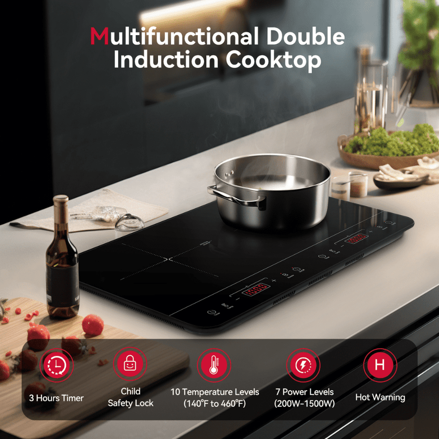 Gasland Chef Portable Induction Cooktop 2 Burners 1800w Double Boost 