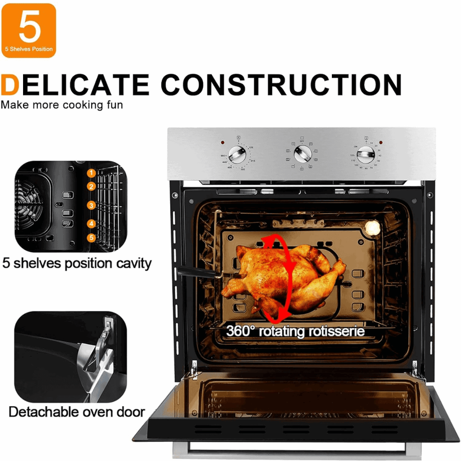 GASLAND Chef Wall Oven 24 Inch 2.3Cu.f 9 Cooking Modes Stainless Steel