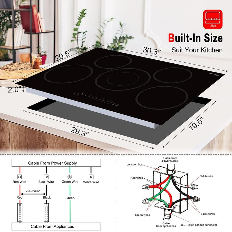 GASLAND Chef 5 Burner Electric Cooktop 30 Inch Sensor Touch Radiant
