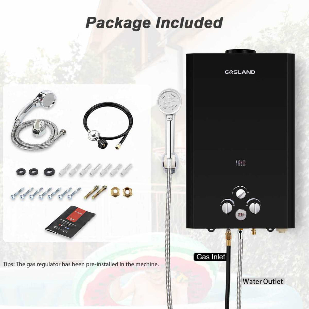 Gasland Outdoor Tankless Water Heater 422gpm 16l 110000btu Portable Propane Gas Max Flow Water