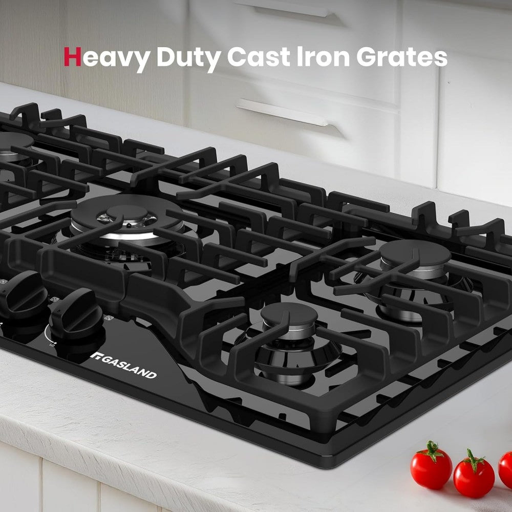 GASLAND 36 Inch 5 Burner Black Enamel Wok Burner Gas Cooktop for Wholesale