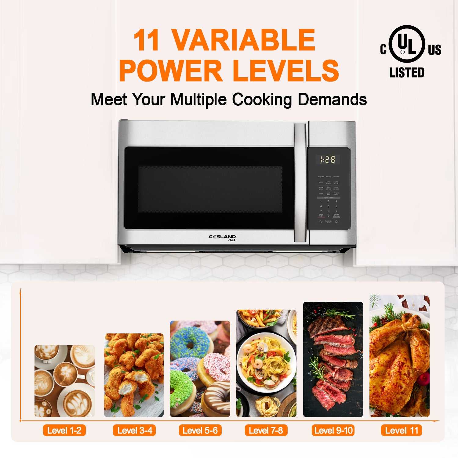 Gasland Chef Gasland 30 Inch Over the Range Microwave Oven with 1.9 Cu. Ft. Capacity, 1000 Watts, 300 CFM Exhaust Fan and LED Light, 13.5" Glass Turntable, Silver