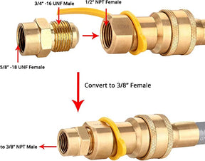 Gasland Chef GASLAND 12FT 1/2 Inch Natural Gas Hose with Quick Connect, Propane to Natural Gas Conversion Kit 3/8 Female to 1/2 Male Adapter, Perfect for BBQ, Grill Heater and More NG Appliance, CSA Certified