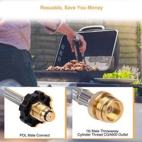 Gasland Chef 5ft Propane Hose Adapter 1lb to 20lb, Converts for Propane Heater, Tabletop Grill and More 1LB Portable Appliance to 5-40lb Tank