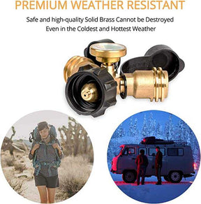 Gasland Chef GASLAND Propane Tank Gauge, 2 Way Propane Tank Splitter Adapter with Gauge, QCC1 Type1 Dual Propane Tank Gauge, LP Gas Adapter Y-Splitter Tee Grill Connector for Propane Cylinder, RV Camper